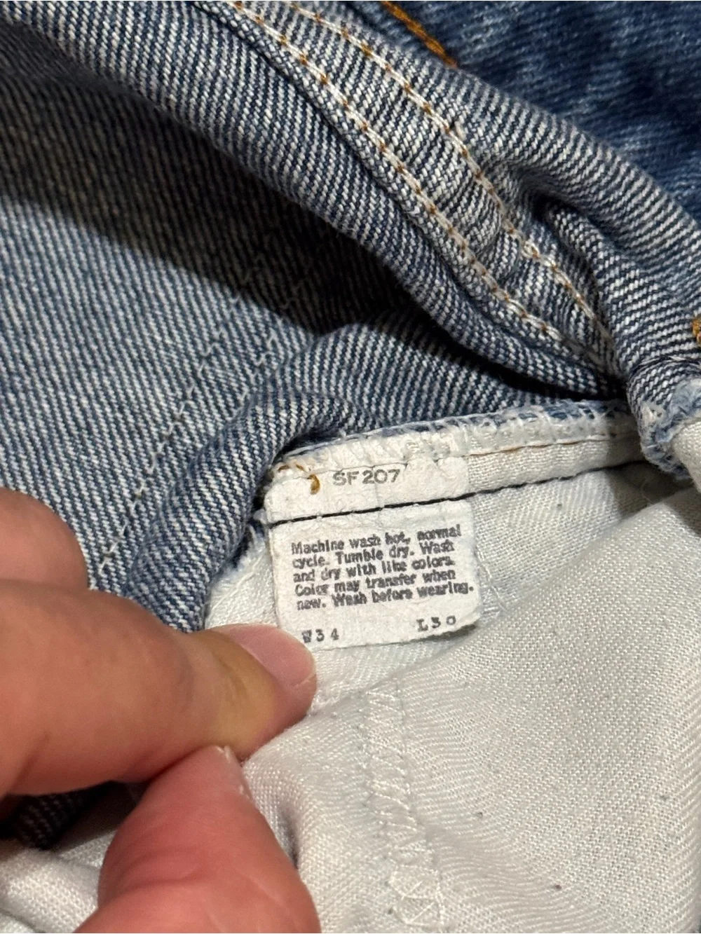 Vintage 70s Levi’s Jeans, Denim Pants Made in USA Orange Tab SF207 (34x30)